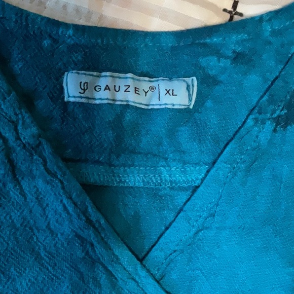 GAUZEY Turquoise Tie Die Cotton Tunic XL NWT - Picture 2 of 8